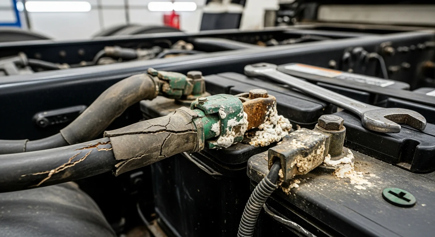 Heavy-duty truck in repair shop for no-start issue diagnosis